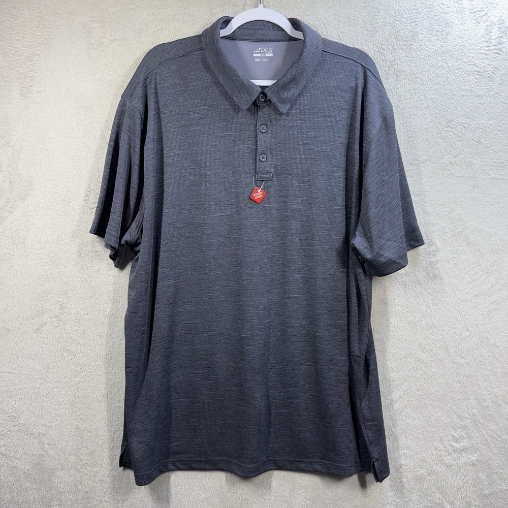 BCG‎ Golf Polo Men's Size 3XL Short Sleeve Gray New
